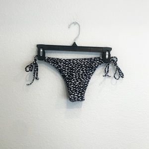 Black and white spotted side tie cheeky bikini